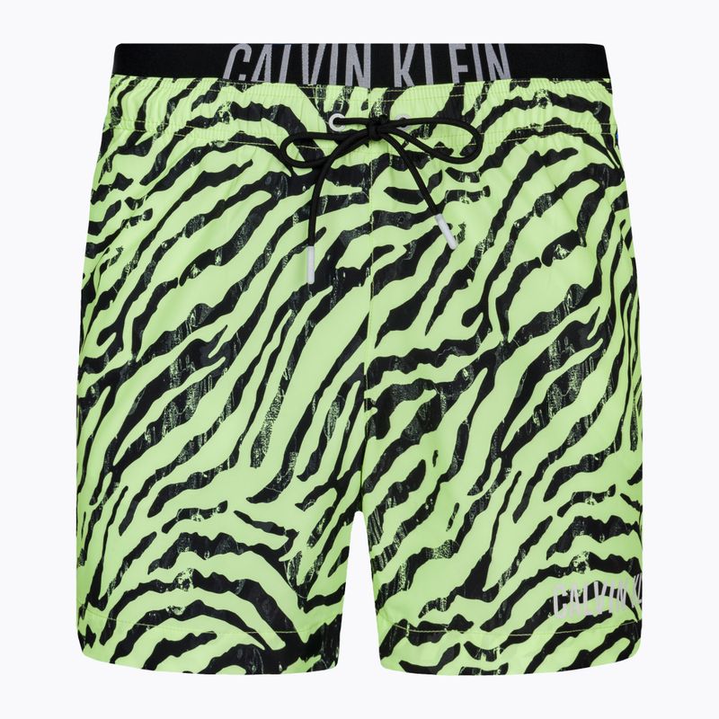 Herren Calvin Klein Medium Double WB-Print Zebra Citrust Burst Badeshorts