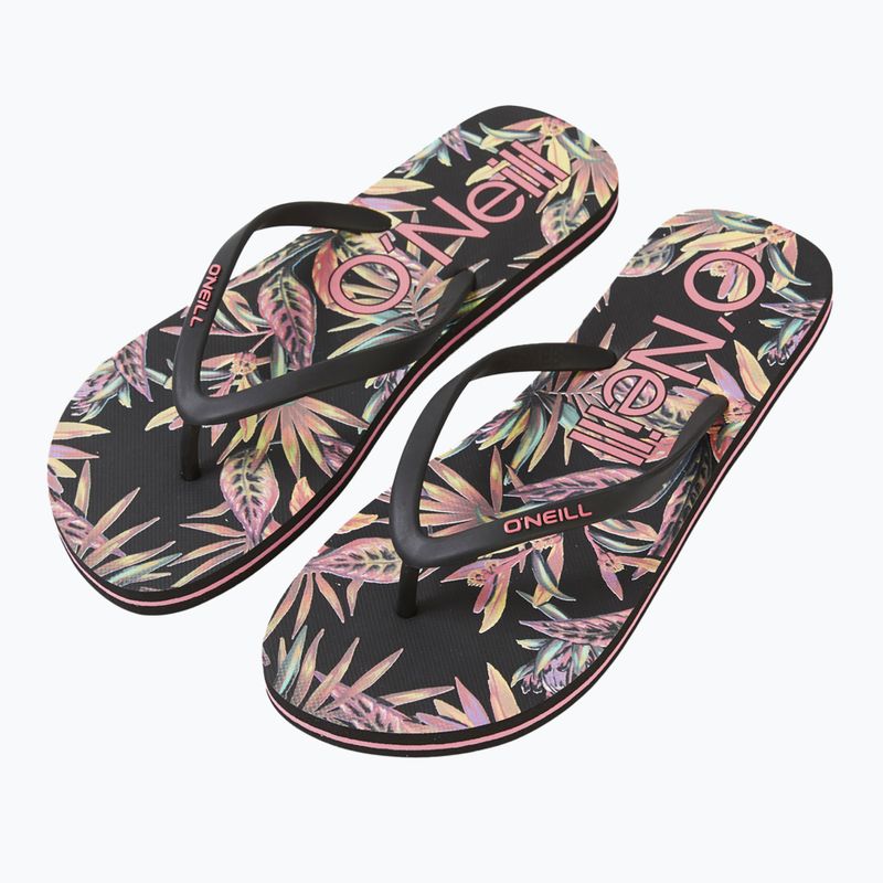 Women's O'Neill Profile Graphic schwarz tropische Blume Flip Flops 9