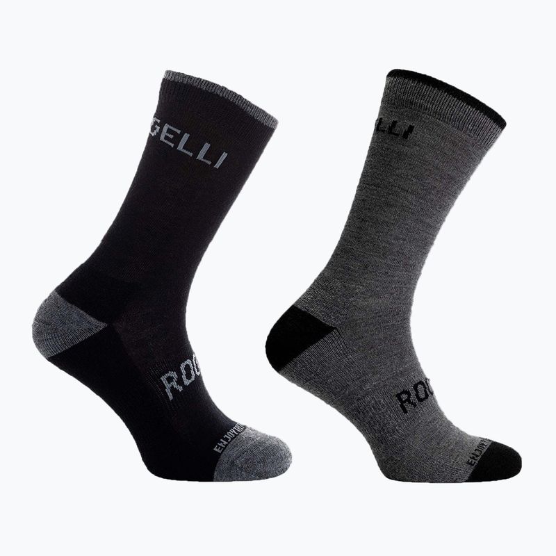 Fahrrad Socken Rogelli Wool Wintersocks 2 Paar black/grey