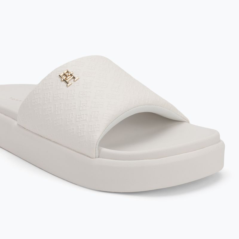 Badeschlappen Schlappen Damen Tommy Hilfiger Platform Monogram Poolslide ancient white 7