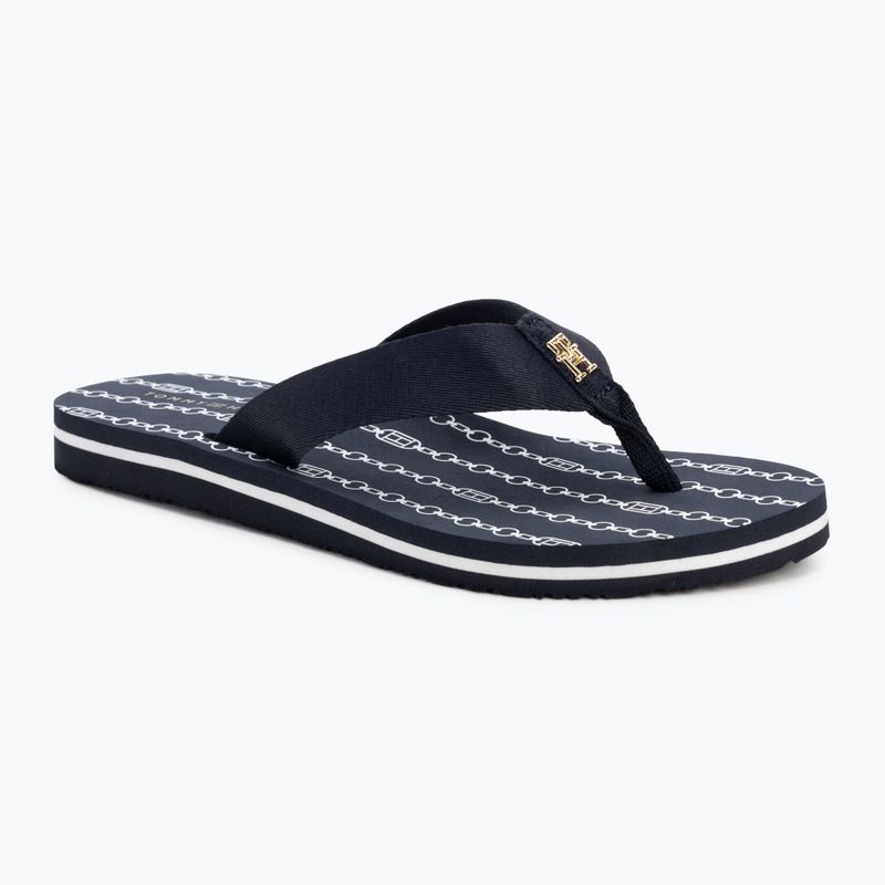 Flip-Flops Damen Tommy Hilfiger Chain Print Beach Sandal space blue