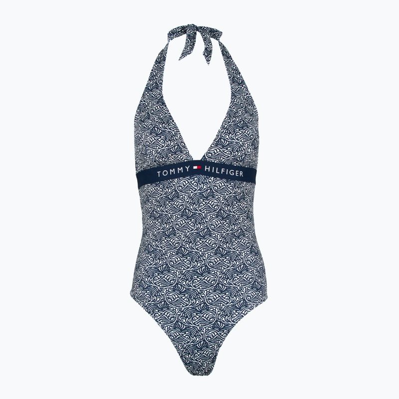 Badeanzug Damen Tommy Hilfiger Halter One Piece Rp Print illustrated wave dark night navy