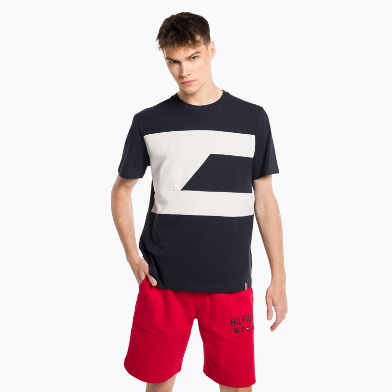 Tommy Hilfiger Herren Trainingshemd Colorblocked Mix Media S/S blau