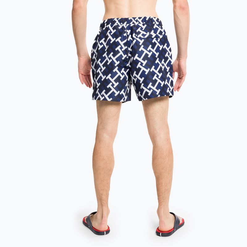 Herren Tommy Hilfiger Sf Medium Drawstring Print Schwimmen Shorts blau 6