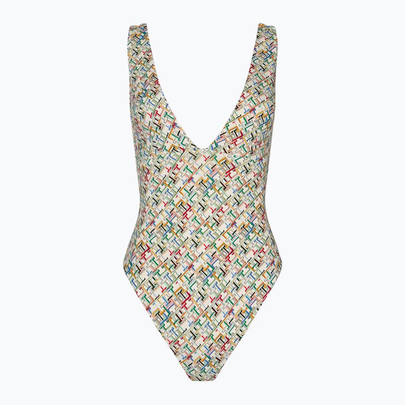 Badeanzug Damen Tommy Hilfiger Plunge One Piece th multi monogram calico