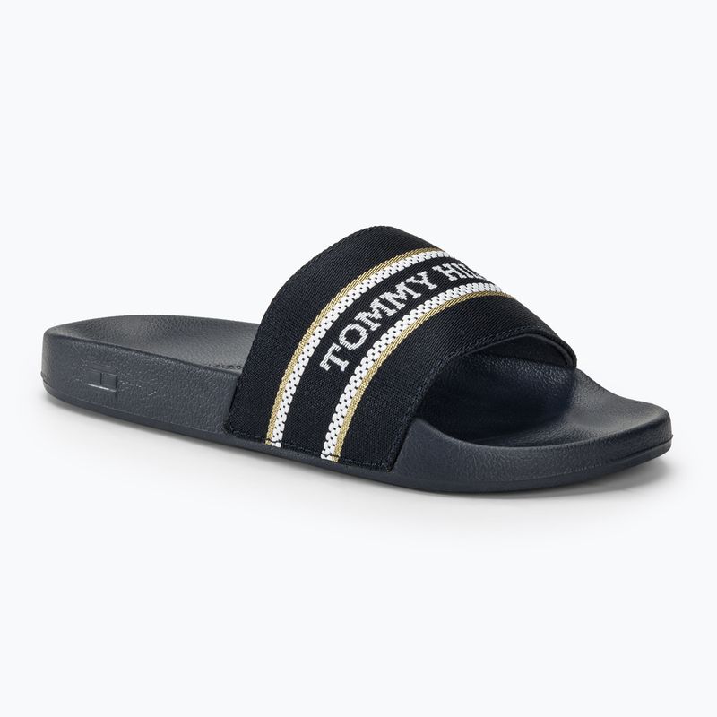 Tommy Hilfiger Damen Pantoletten Poolslide Mit Gurtband Raum blau