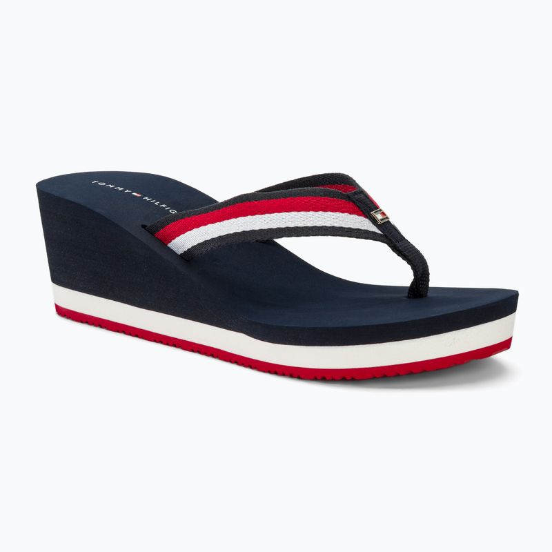 Tommy Hilfiger Damen Corporate Wedge Beach Sandale rot/weiß/blau Pantoletten
