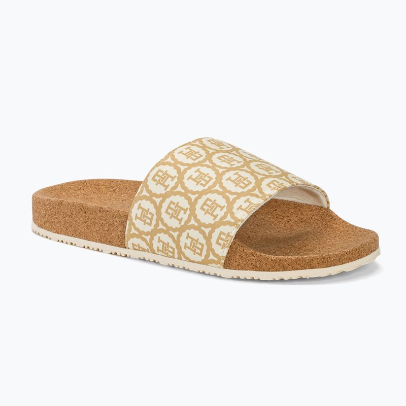 Tommy Hilfiger Damen Emblem Cork Slide Kattun Flip-Flops