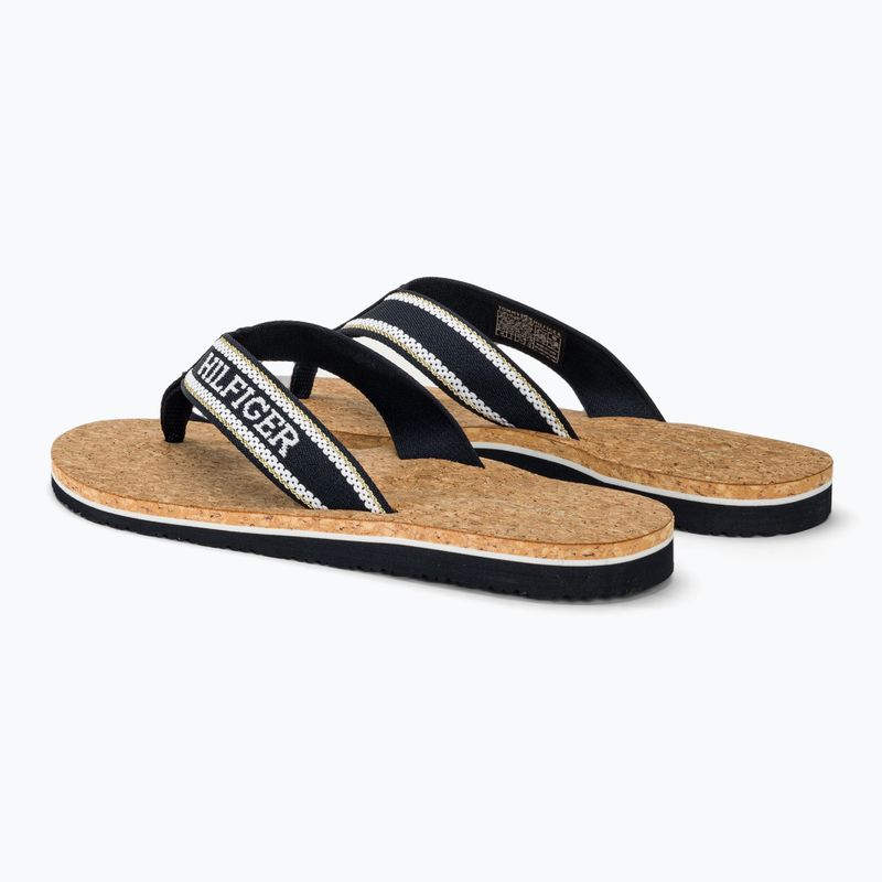 Tommy Hilfiger Damen Pantoletten Cork Beach Sandale space blau