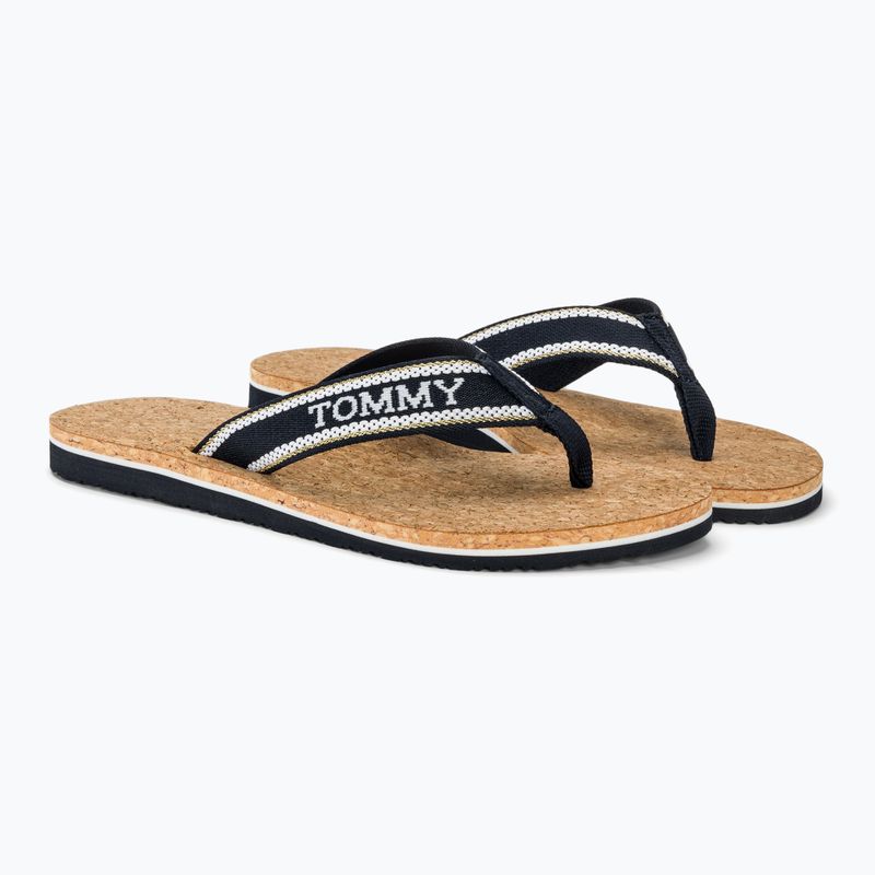 Tommy Hilfiger Damen Pantoletten Cork Beach Sandale space blau