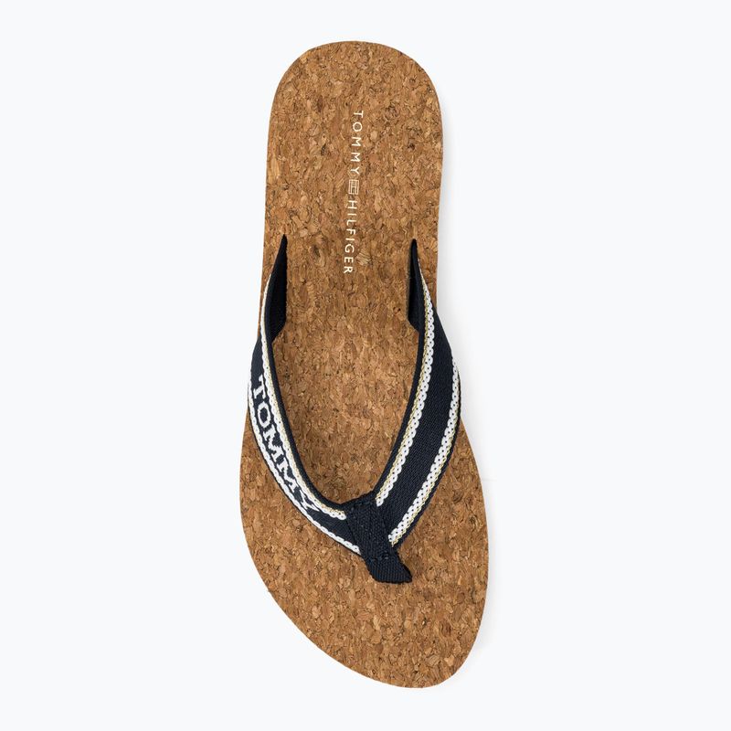Tommy Hilfiger Damen Pantoletten Cork Beach Sandale space blau