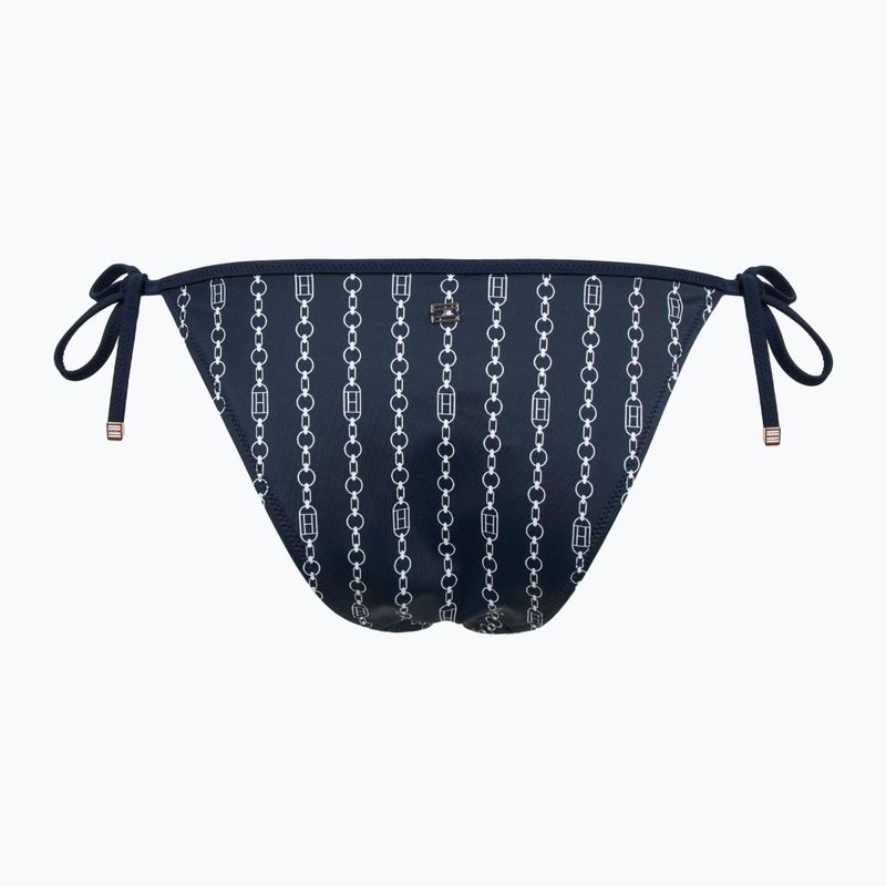 Tommy Hilfiger Cheeky String Badeanzug Bottom Side Tie Print Flagge Kette dunkle Nacht navy 2