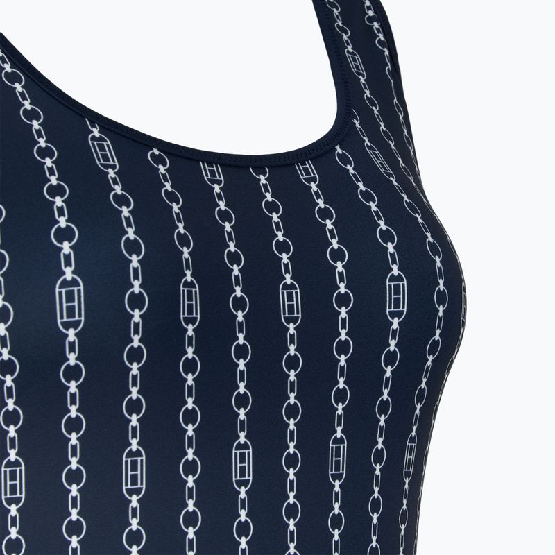 Tommy Hilfiger Frauen ein Stück Badeanzug One Piece Print (Ext) Flagge Kette dunkle Nacht navy 3