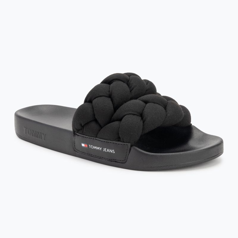 Badeschlappen Schlappen Damen Tommy Jeans Braided Slide frozen black