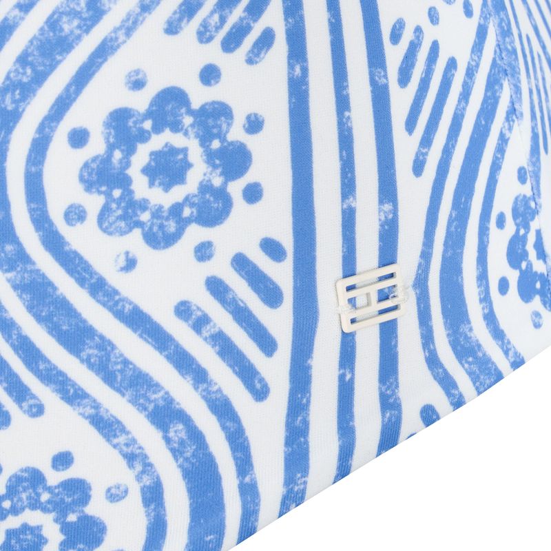 Tommy Hilfiger Damen einteiliger Badeanzug Straight Neck Print floral stripe blau spell 4