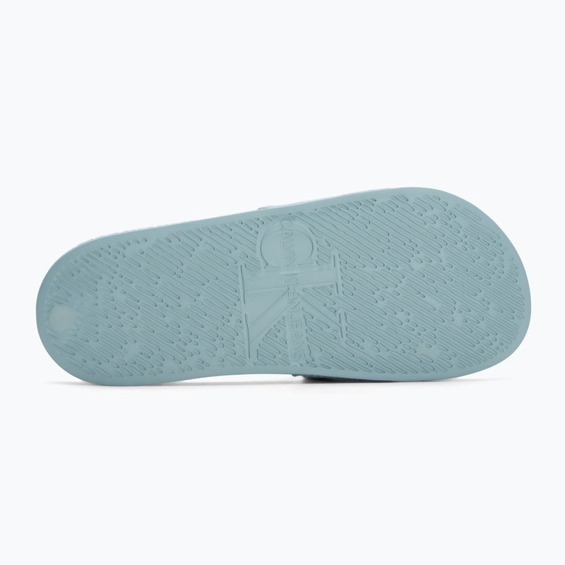Badeschlappen Schlappen Damen Calvin Klein YW0YW01835 Slide Monogram Wn triple cloud blue 4