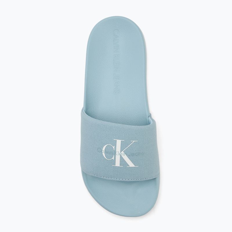Badeschlappen Schlappen Damen Calvin Klein YW0YW01835 Slide Monogram Wn triple cloud blue 5
