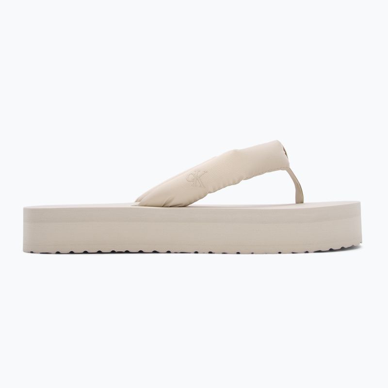 Damen Calvin Klein YW0YW01723 Strand Sandale Flatform Ttxr Satin dreifach Eierschale Flip Flops 2