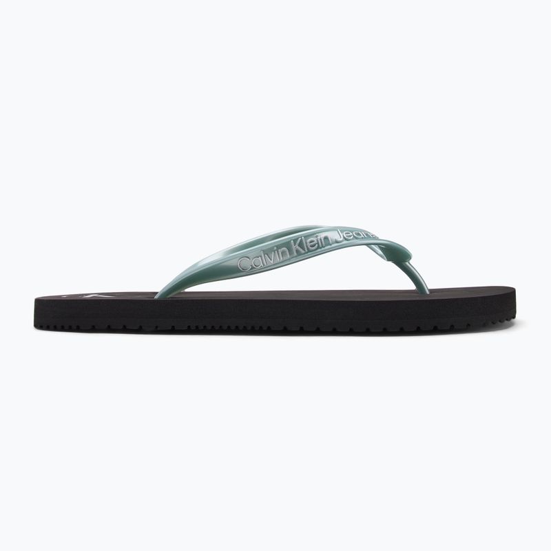 Calvin Klein Damen Flip Flops YW0YW01719 Strand Sandale Monologo Tpu schwarz/wolkenblau 2