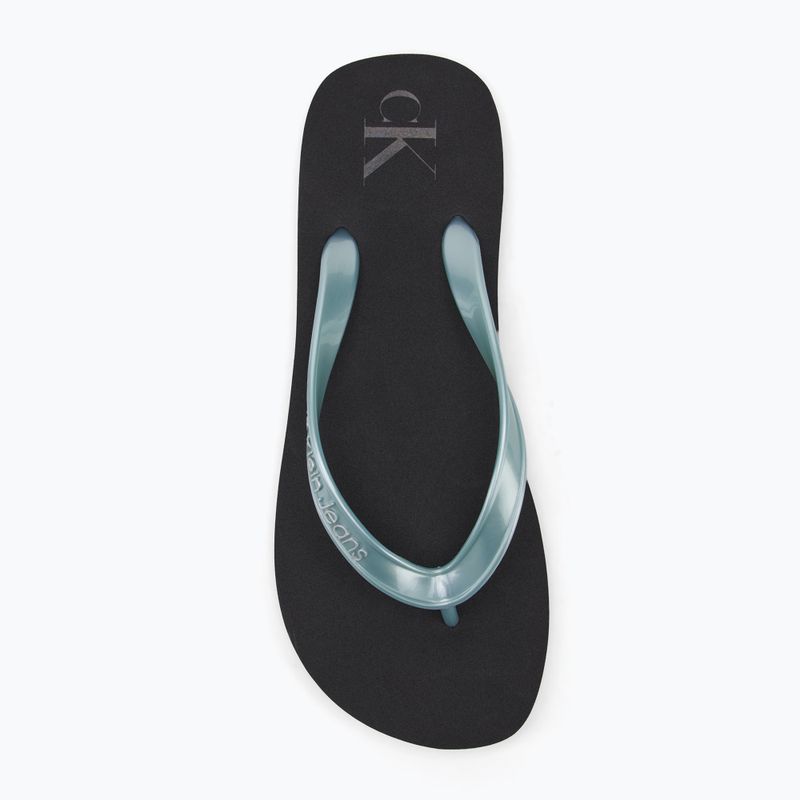 Calvin Klein Damen Flip Flops YW0YW01719 Strand Sandale Monologo Tpu schwarz/wolkenblau 5