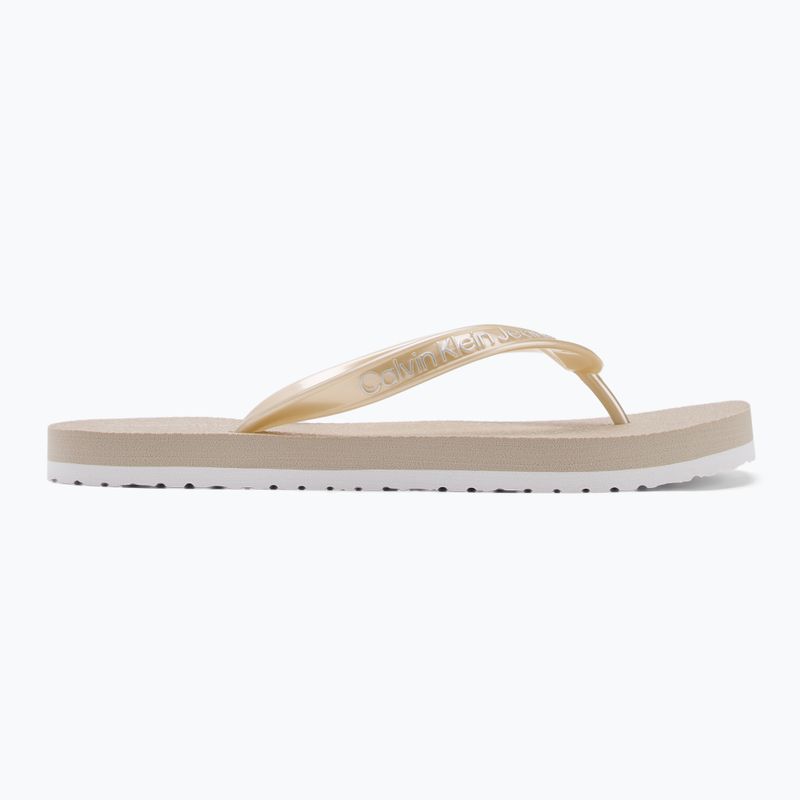 Calvin Klein Damen Flip Flops YW0YW01720 Thong+ Tpu Metallic Eierschale/helles Weiß 2
