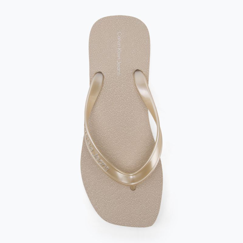 Calvin Klein Damen Flip Flops YW0YW01720 Thong+ Tpu Metallic Eierschale/helles Weiß 5