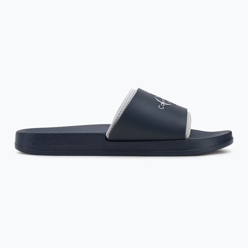 Herren Calvin Klein YM0YM00361 Slide Rubber Neoprene Monologo navy/yster mushroom Flip-Flops 2