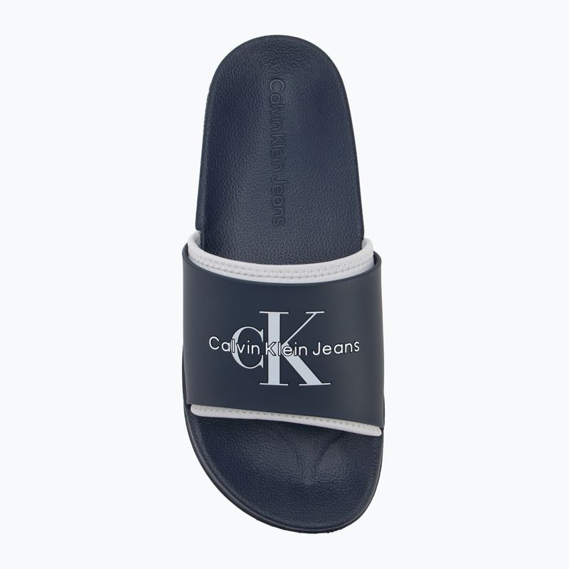 Herren Calvin Klein YM0YM00361 Slide Rubber Neoprene Monologo navy/yster mushroom Flip-Flops 5