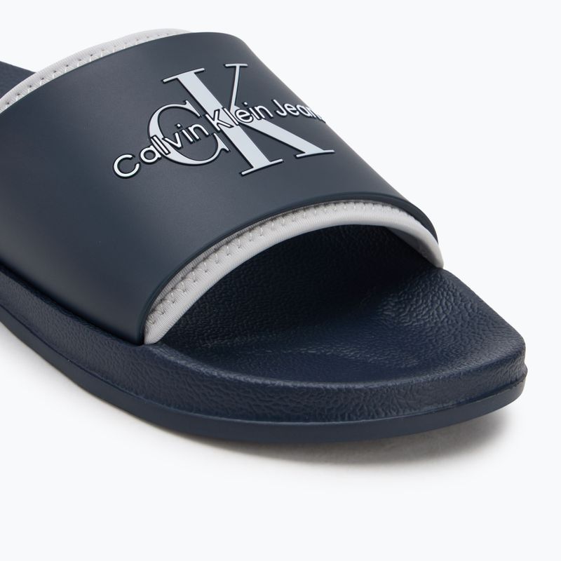Herren Calvin Klein YM0YM00361 Slide Rubber Neoprene Monologo navy/yster mushroom Flip-Flops 7