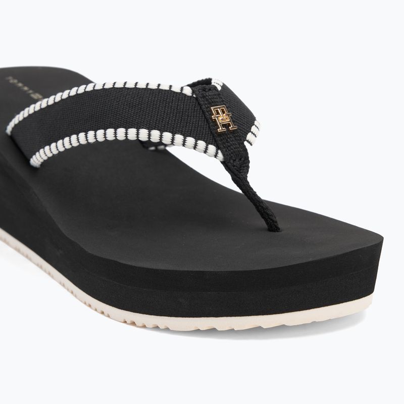 Tommy Hilfiger Damen Flip Flops Wedge Beach Sandale schwarz 7