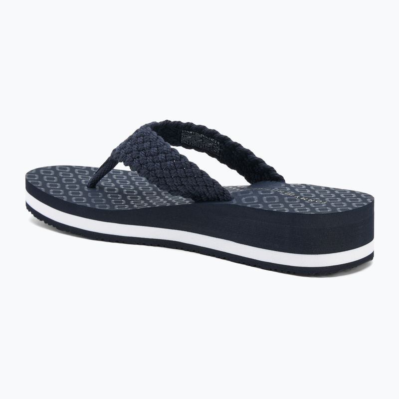 Tommy Hilfiger Crochet Mid Beach Sandale Damen Flip Flops Space Blau 3