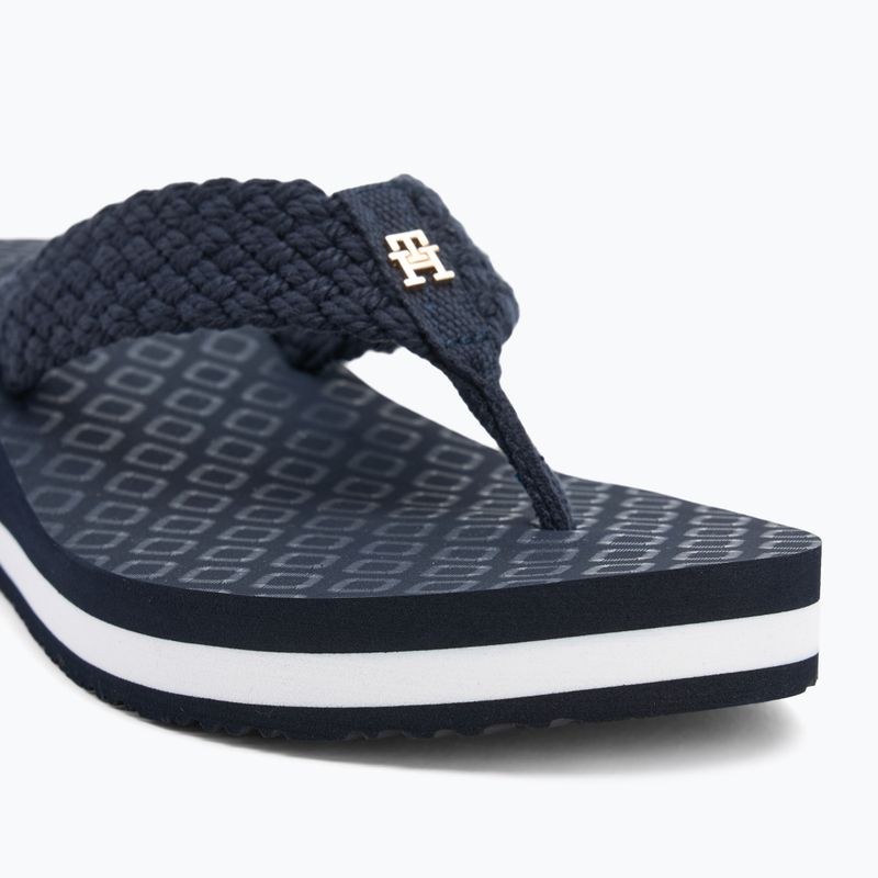 Tommy Hilfiger Crochet Mid Beach Sandale Damen Flip Flops Space Blau 7