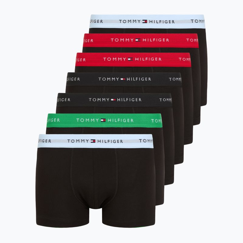 Tommy Hilfiger Herren Boxershorts Repeat Logo Trunks 7 Paar Breezy Blau/Premium Grün/Premium Rot/Schwarz