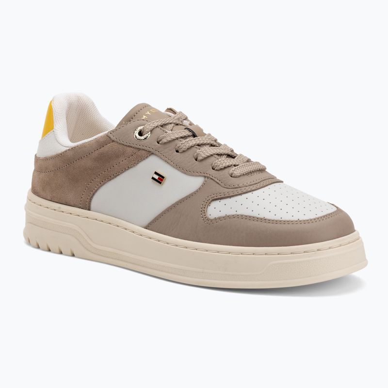 Damenschuhe Tommy Hilfiger Sporty Cupsole Tumbled Leather coastal taupe/ecru/yellow