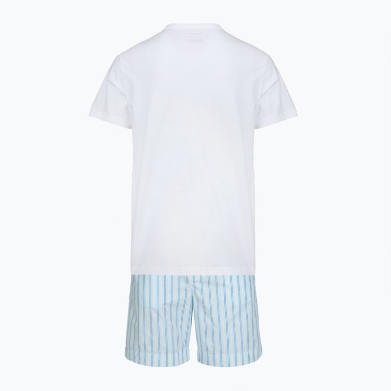 Herrenpyjama Calvin Klein LV00NM2903 classic white top/aurora stripe 2
