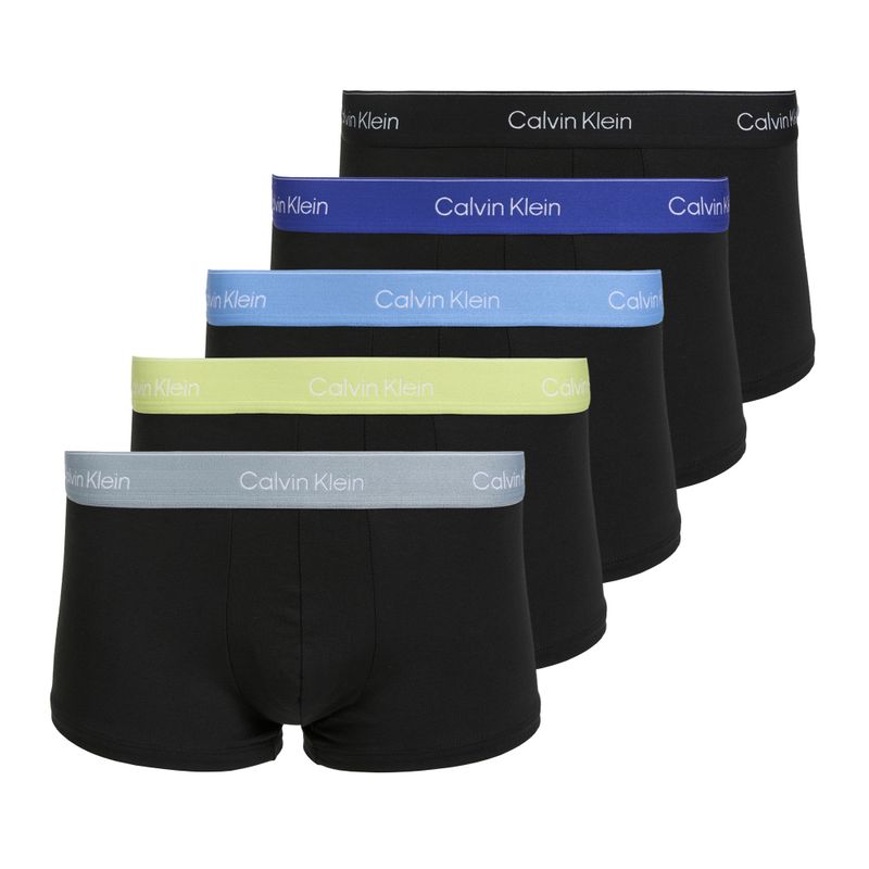 Herren-Boxershorts Calvin Klein LV00NB4390 Low Rise Trunk 5 pairs black wb/blue descent wb/green bi/khaki