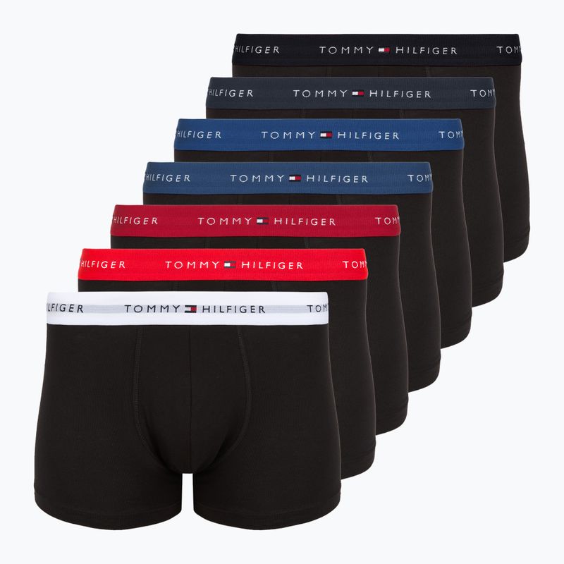 Boxershorts Tommy Hilfiger Trunk WB 7 pairs blk/mid red/aegean sea/dsrt sky/blu jeans/f r/wht