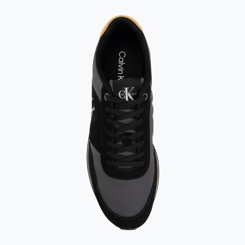 Herren Schuhe Calvin Klein HM0HM02212 Retro Runner Bans Leather Suede black/iron gate/amber gold 5