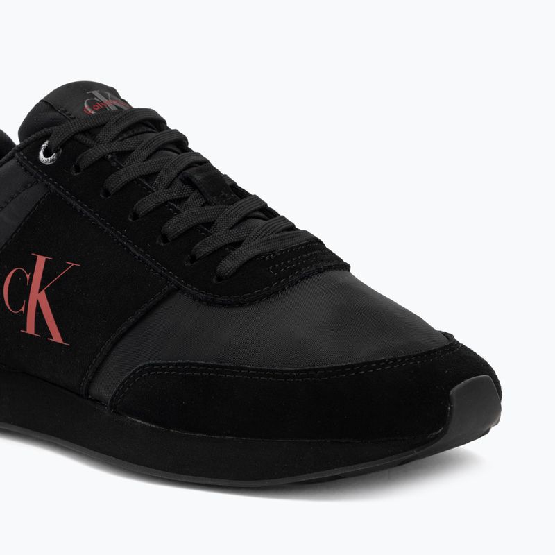Herren Schuhe Calvin Klein HM0HM02212 Retro Runner Bans Leather Suede triple black/adrenaline rush 7