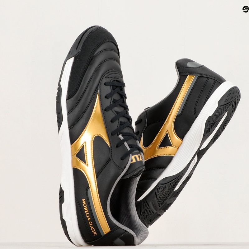 Mizuno Morelia Sala Classic IN schwarz/gold/dunkel Schatten Männer Fußballschuhe 14