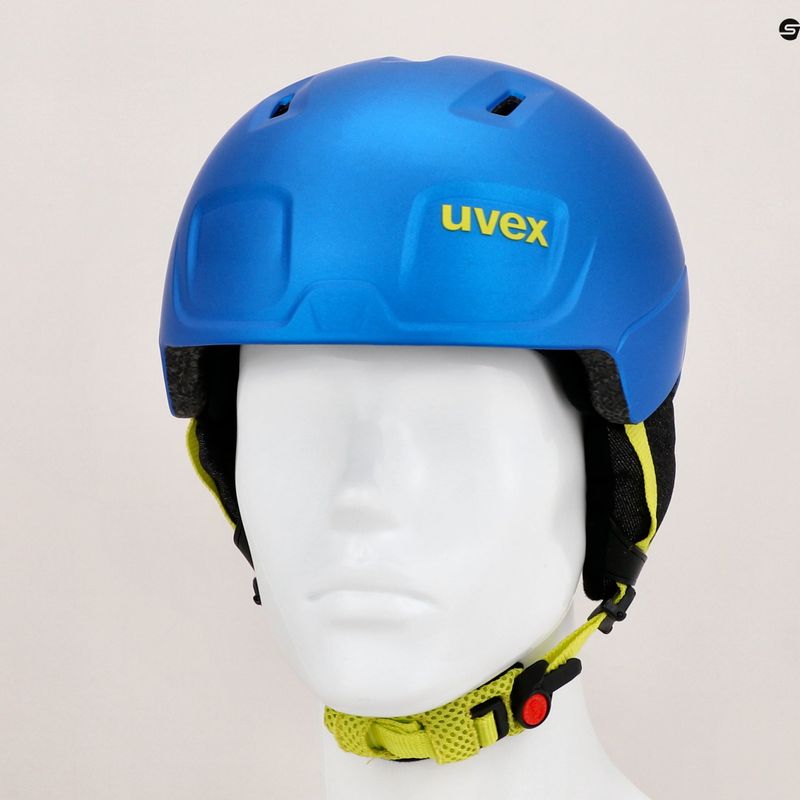 Kinderskihelm UVEX Manic Pro blau/lime matt 9