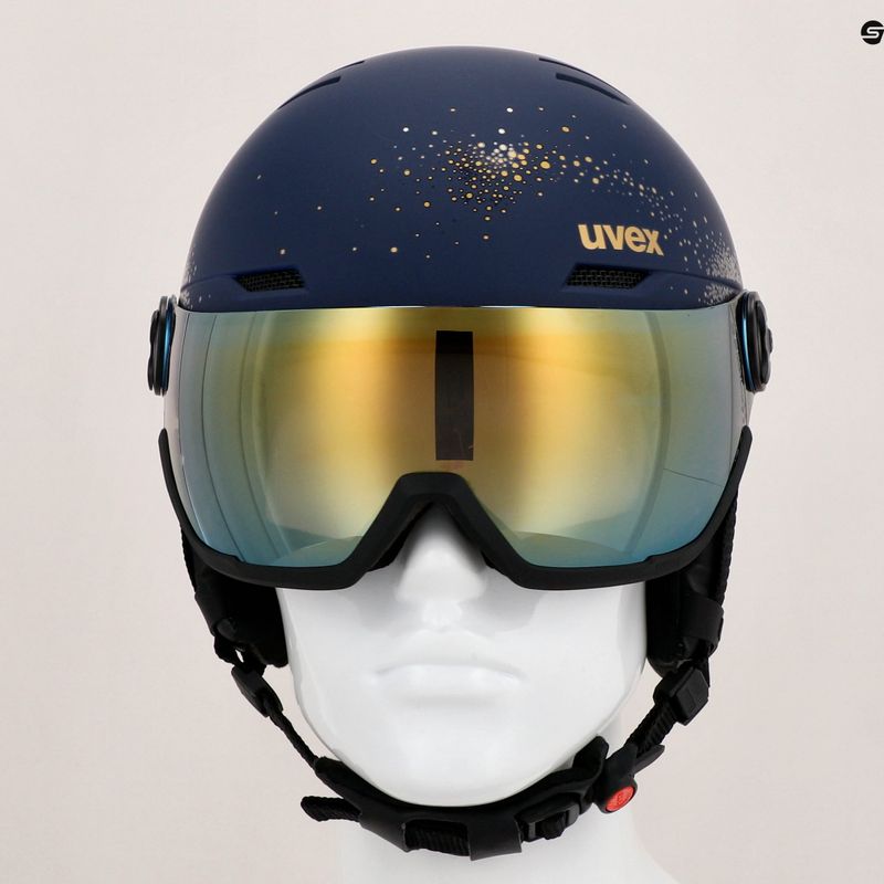 Damen-Skihelm UVEX Wanted Visor WE fleece sparkles/gold matt/mirror gold smoke 11