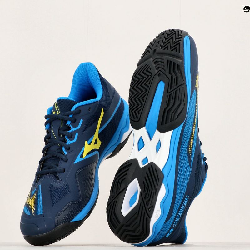 Herren-Tennisschuhe Mizuno Wave Exceed Light 2 AC Kleid blauen / bolt2 neon / clolsonne 14