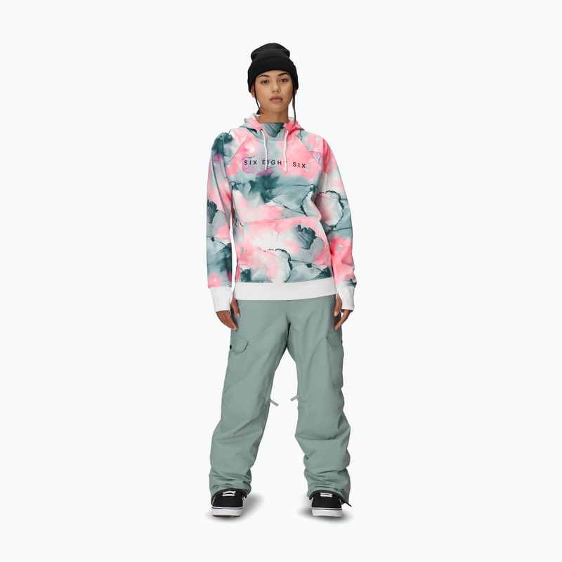 Damen Snowboard-Hoodie 686 Bonded Fleece Pullover Hoody geranium pink ink 2