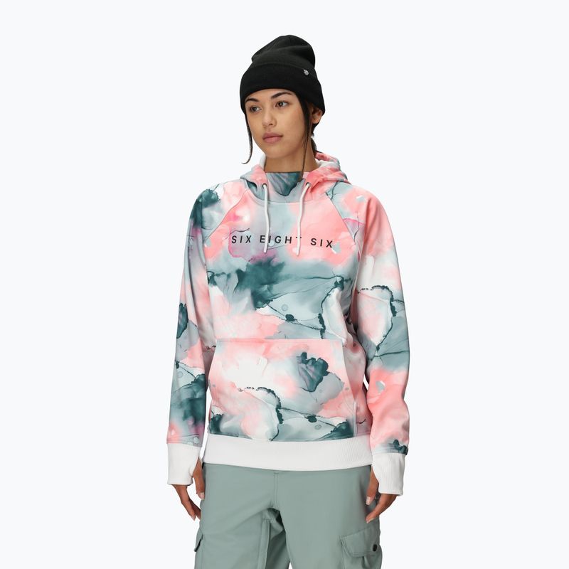 Damen Snowboard-Hoodie 686 Bonded Fleece Pullover Hoody geranium pink ink 4