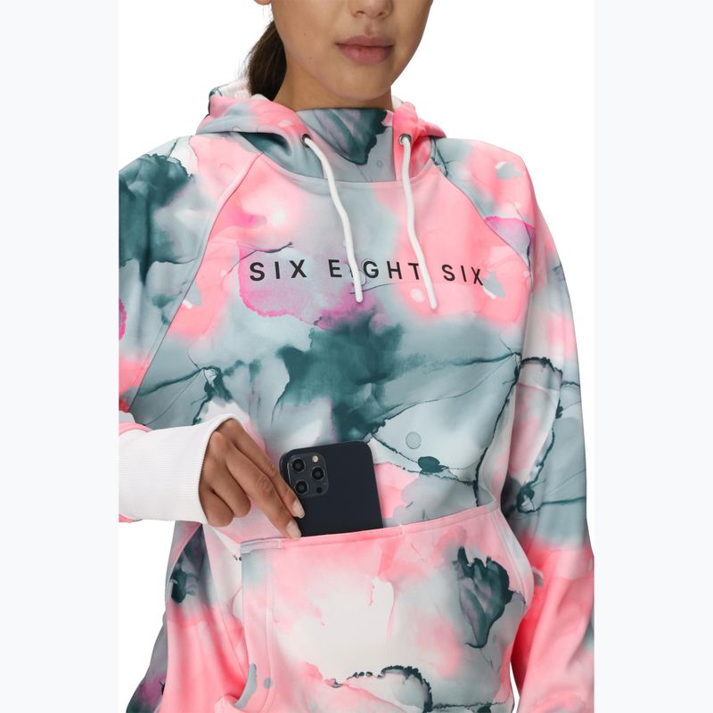 Damen Snowboard-Hoodie 686 Bonded Fleece Pullover Hoody geranium pink ink 5