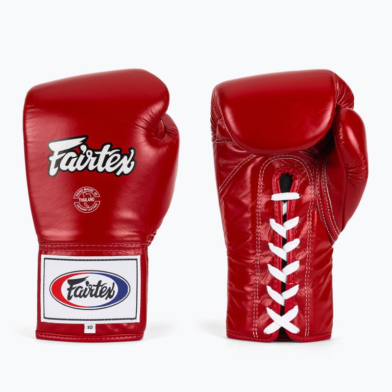 Fairtex Pro Wettbewerb Boxhandschuhe Locked Thumb Leder rot