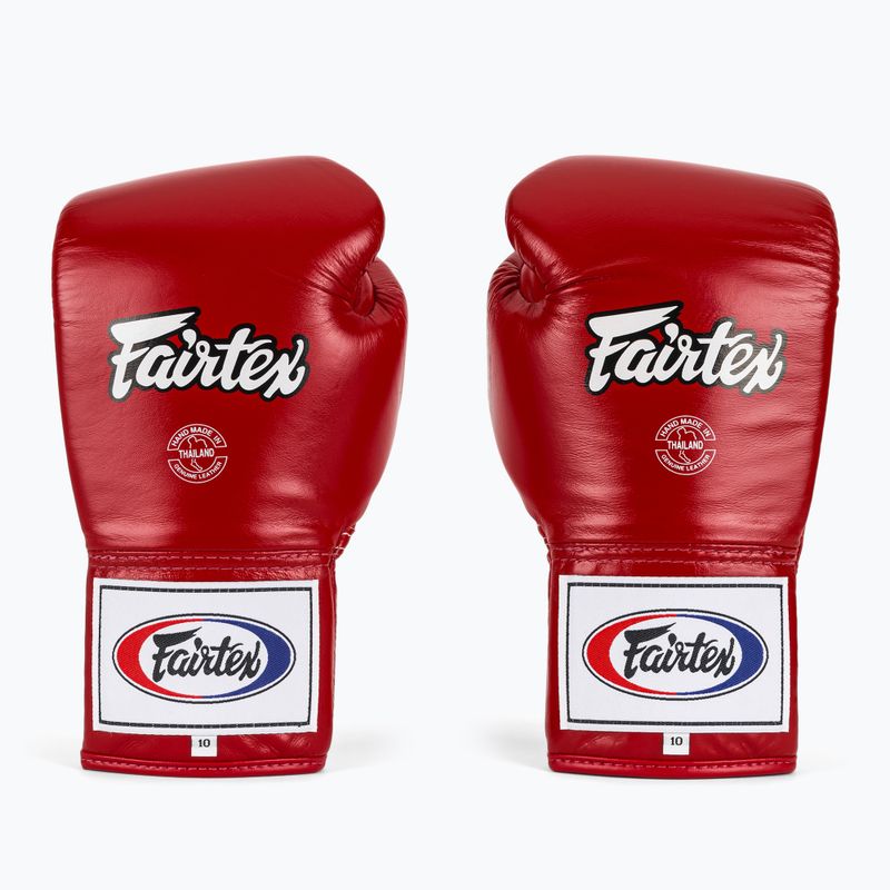 Fairtex Pro Wettbewerb Boxhandschuhe Locked Thumb Leder rot 2
