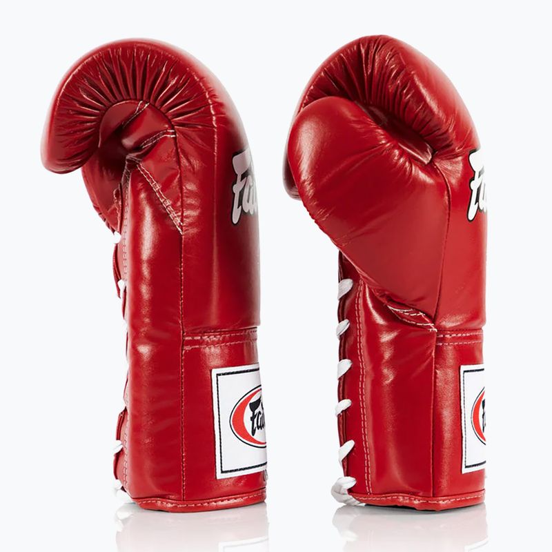 Fairtex Pro Wettbewerb Boxhandschuhe Locked Thumb Leder rot 3