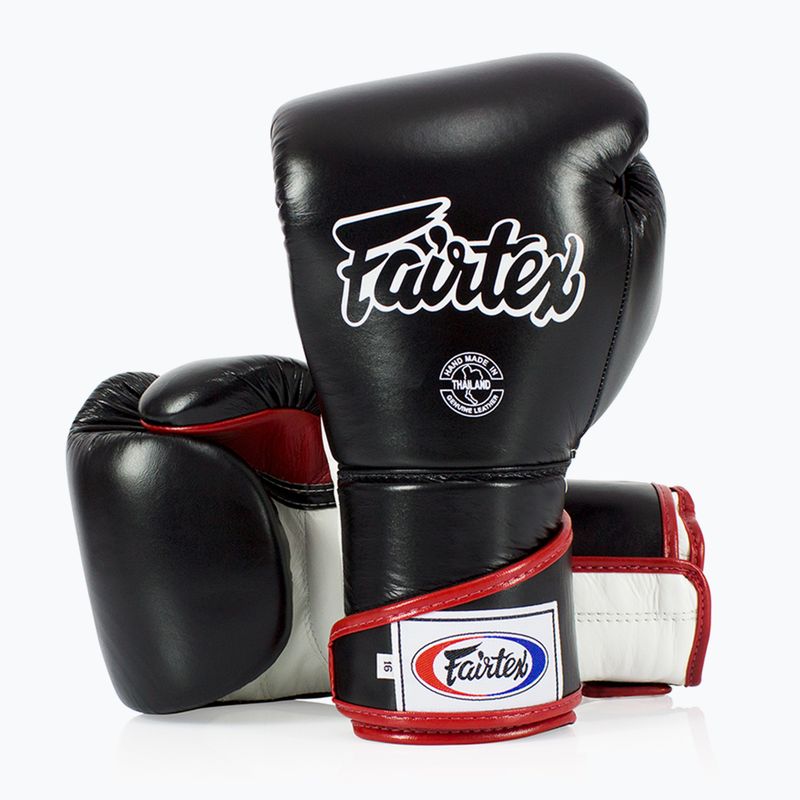 Fairtex Stylish Angular Sparring Boxhandschuhe - Locked Thumb schwarz/weiß/rot 4